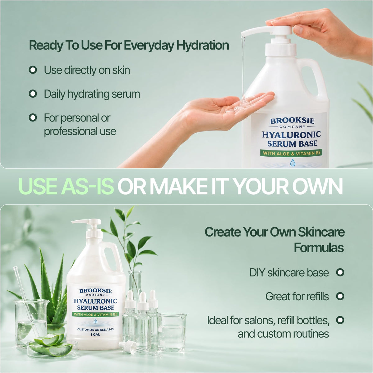 Brooksie Naturals gallon side-by-side for size comparison and bulk savings
