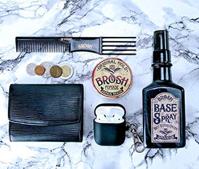 BROSH being applied to men's hair demonstrating styling control and flexible hold benefit