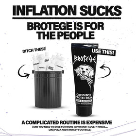 Brotege on bathroom shelf in everyday setting for simple routine benefit