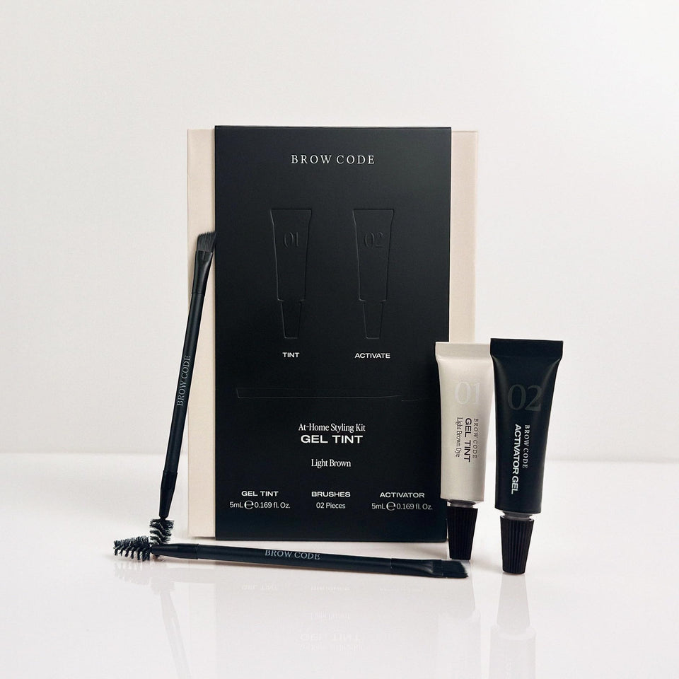 Brow Code kit front packaging showing contents and benefits