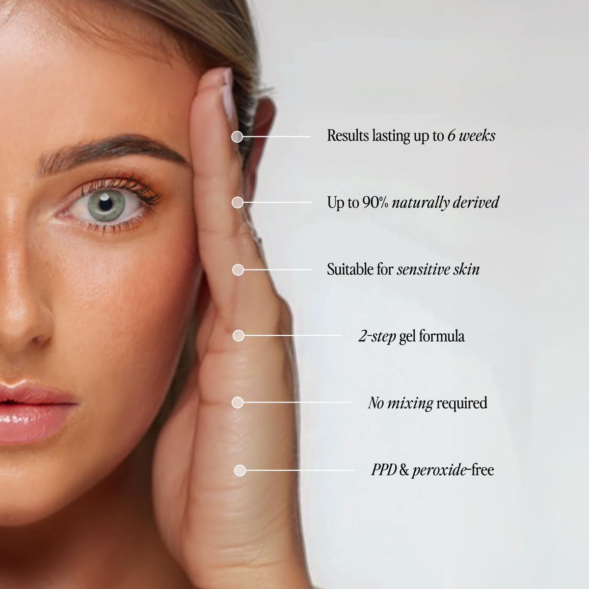 Brow Code ingredients label highlighting natural-derived formulation
