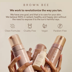 Brown Bee before and after forearm demonstrating gradual, natural-looking tan
