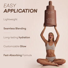 Brown Bee H7 drops mixed into moisturizer showing seamless blend