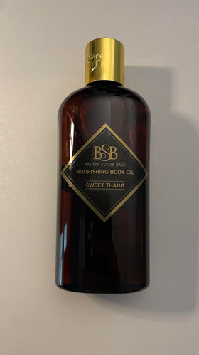 Brown Sugar Babe carrier oils display emphasizing natural ingredients and moisturization