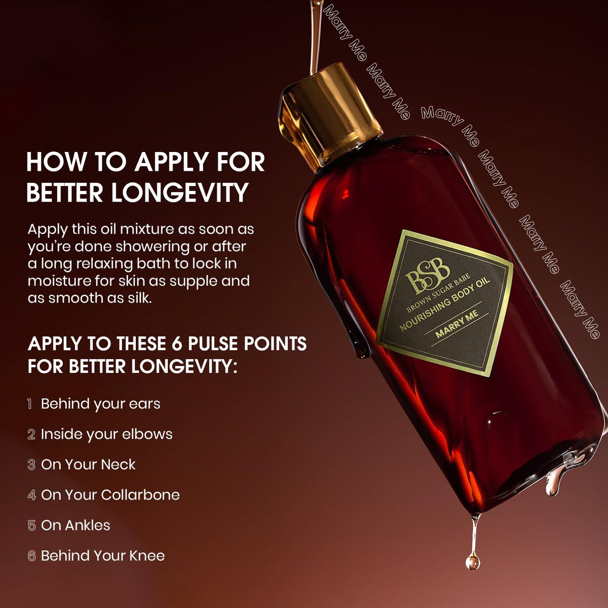 Brown Sugar Babe oil being applied to skin showing quick moisturizer benefit
