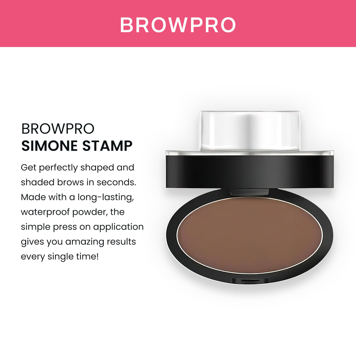 BrowPro Simone stamp pad texture close-up highlighting soft powder finish
