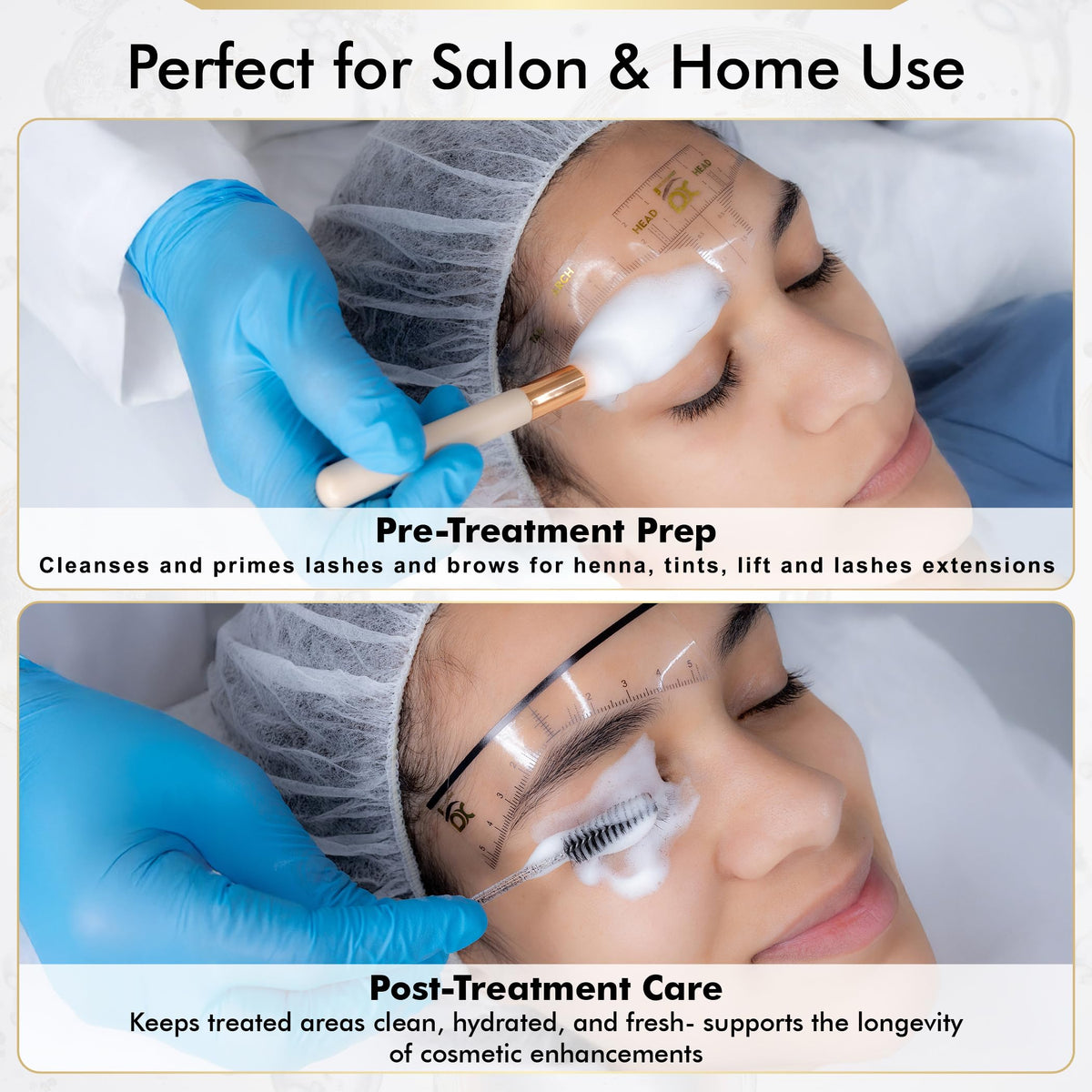 Brows Xpert close-up bottle label highlighting gentle, oil-free cleanser benefits