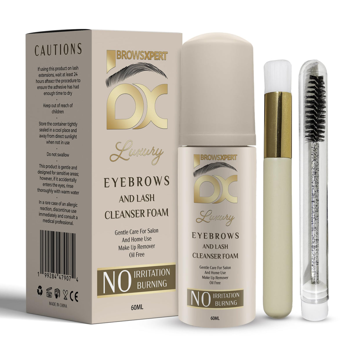 Brows Xpert front packaging 60ml bottle showing product vial and label benefits