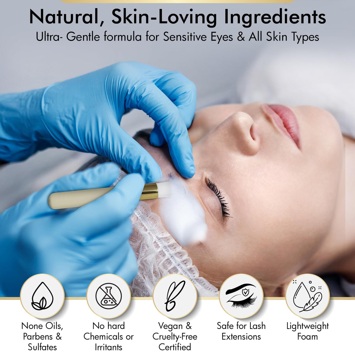 Brows Xpert rich dense foam texture displayed on fingertip for controlled application