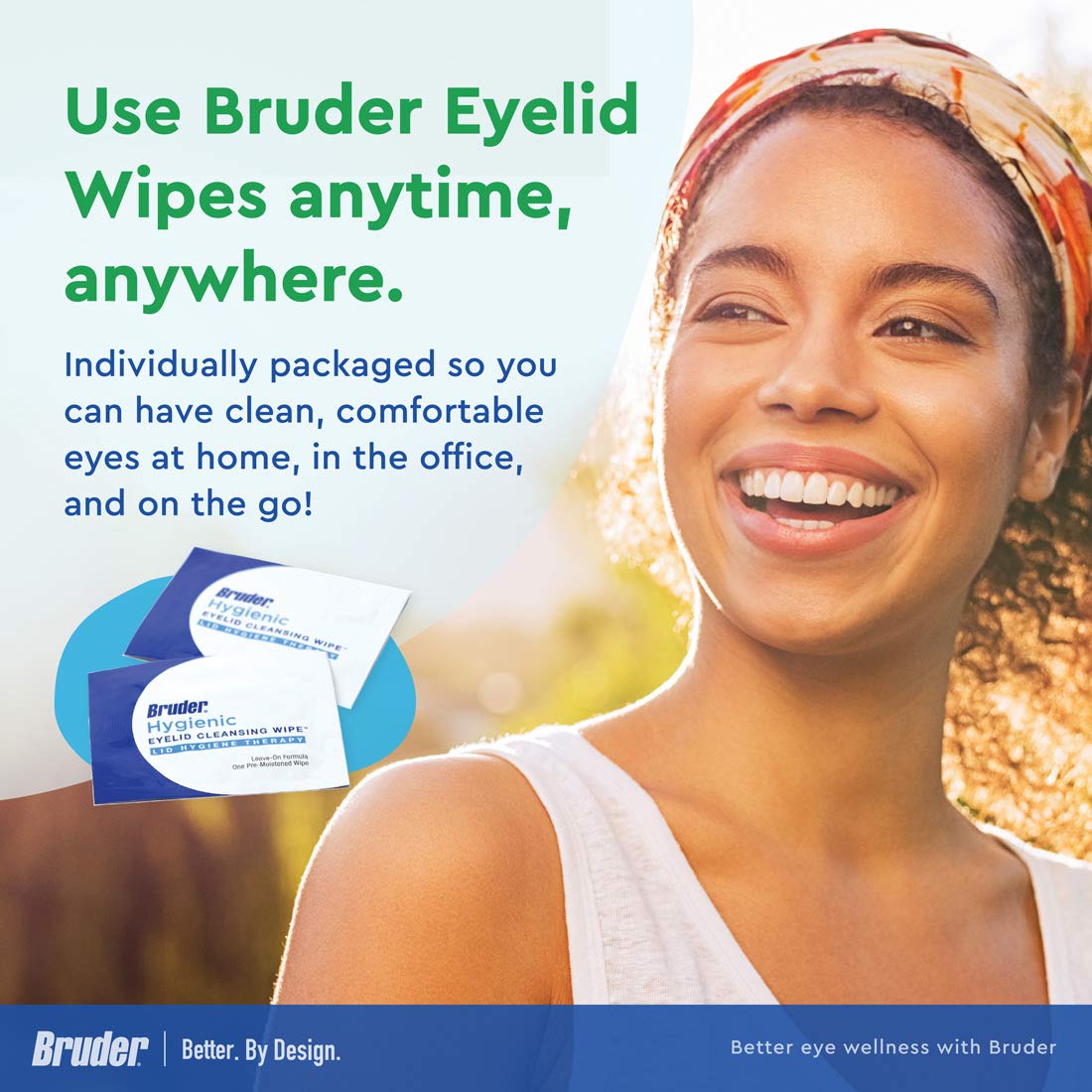 Bruder wipes next to makeup illustrating effective removal of mascara and residue