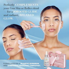 Bruizex used with gua sha on jawline showing smooth tool glide benefit