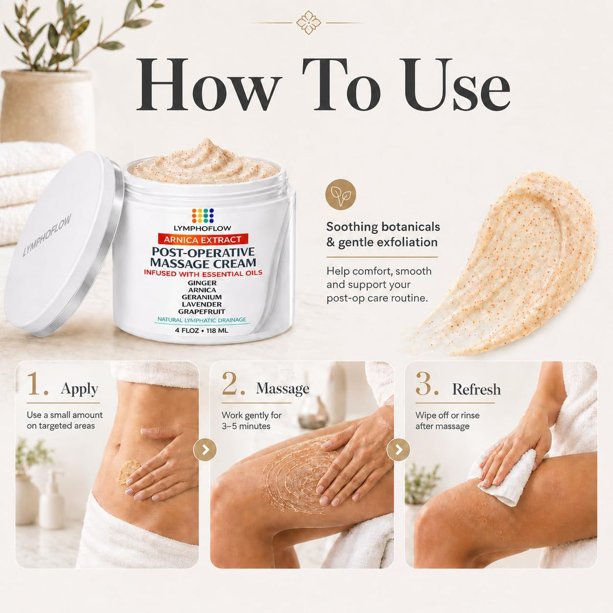 Bruizex ingredients spread showing cocoa, shea and oils for skin conditioning