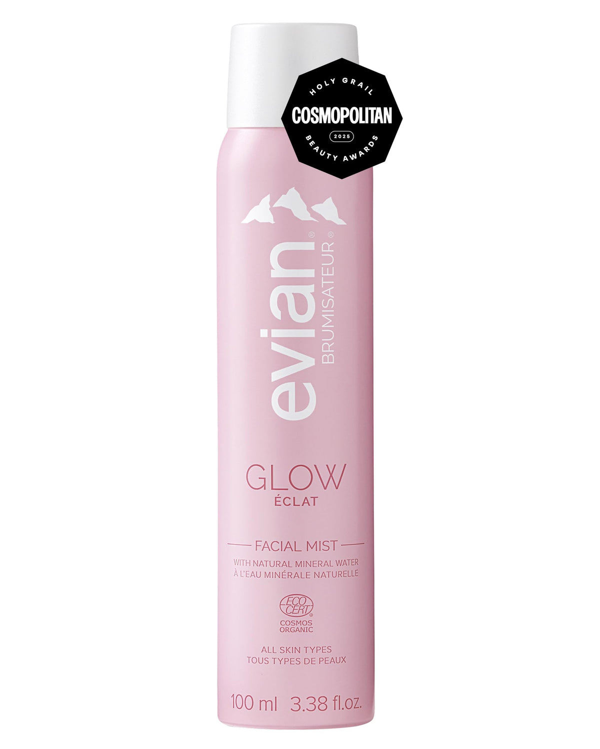 BRUMISATEUR Evian Glow front packaging showing certified organic benefits