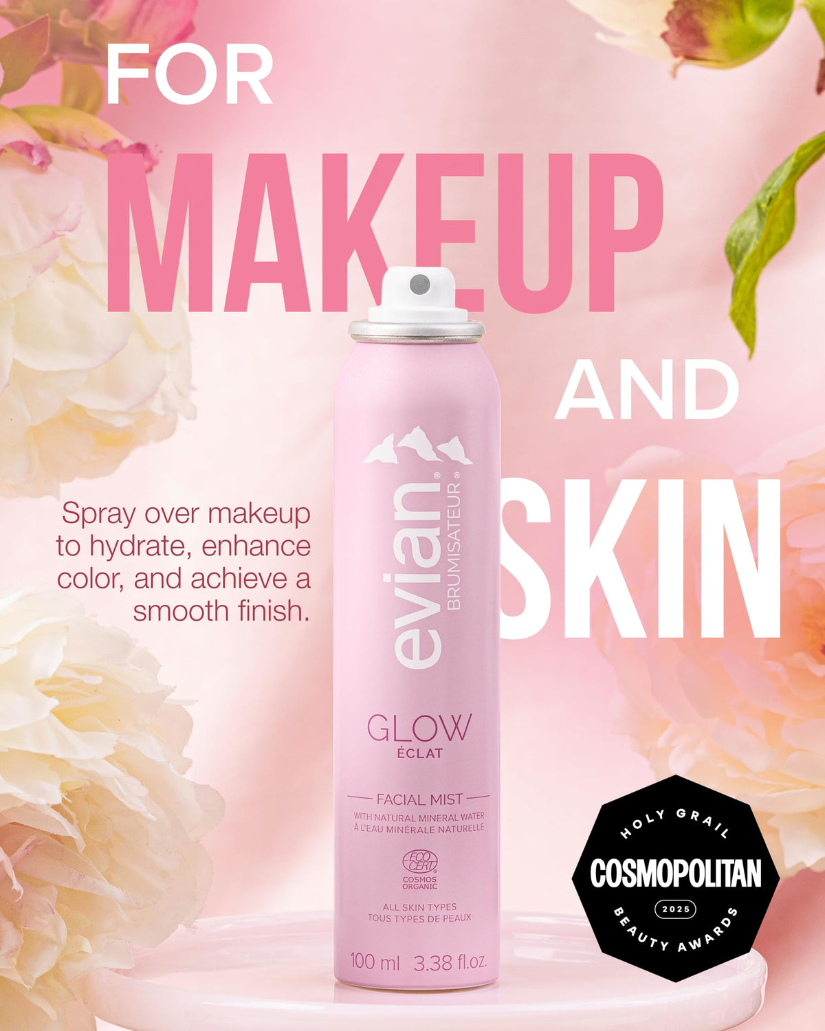 BRUMISATEUR Evian Glow held in hand to show portable travel-friendly size