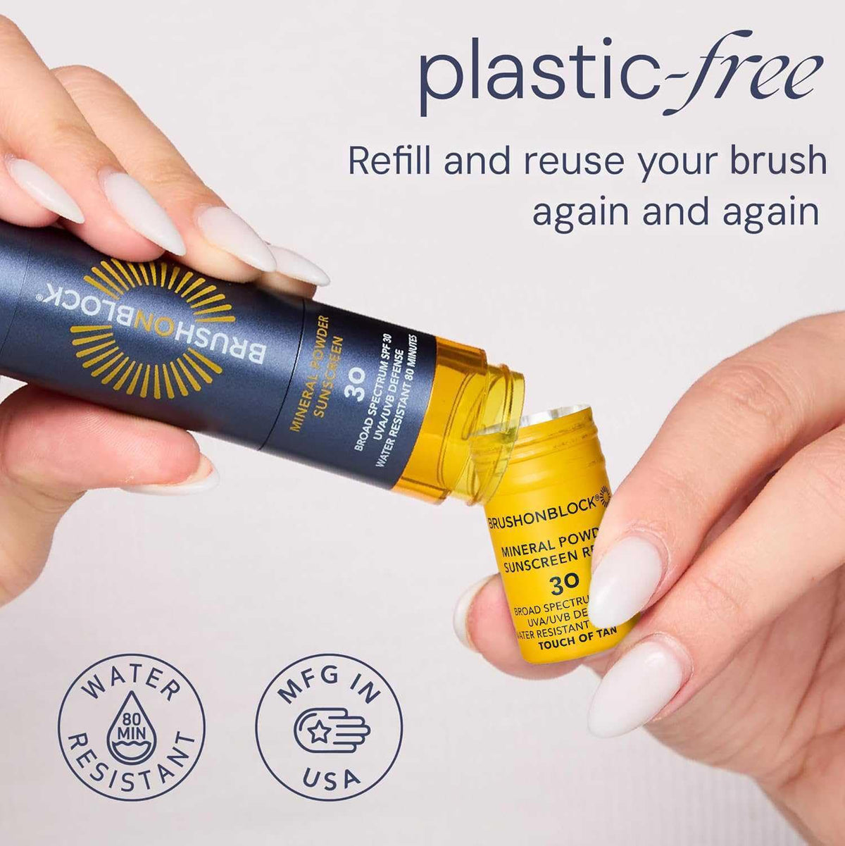 Brush On Block close-up powder cartridge texture for even application