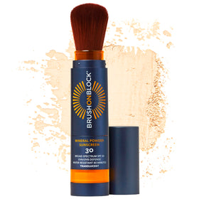 Brush On Block front packaging showing SPF 30 and brush cap, convenient protection
