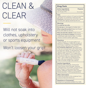Brush On Block label ingredients list showing mineral actives and safety