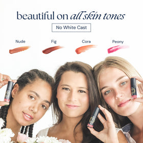 Brush On Block lip oil used outdoors illustrating sun protection on the go