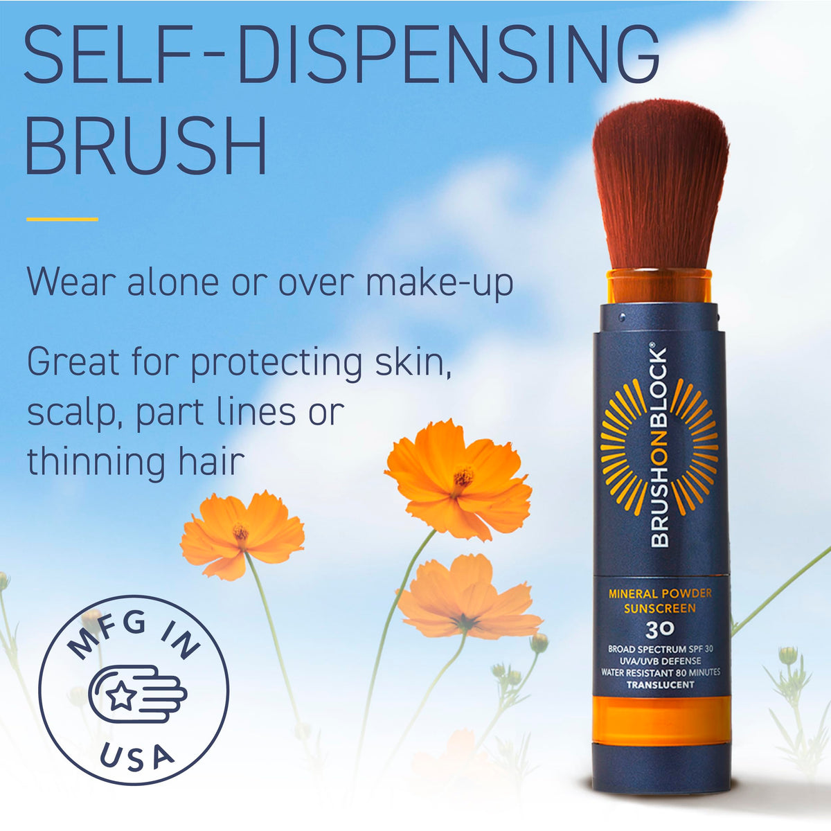 Brush On Block in hand for size comparison, pocketable sunscreen convenience