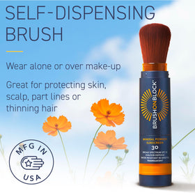 Brush On Block in hand for size comparison, pocketable sunscreen convenience