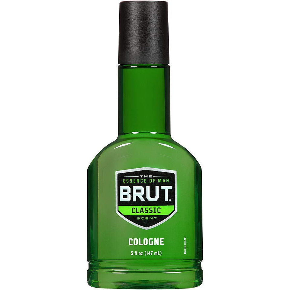 Brut bottle front packaging showing brand and classic scent for reliable daily grooming