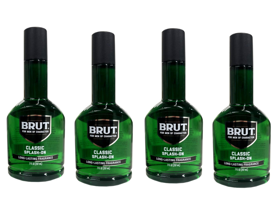 Brut front packaging showing four 7 oz bottles and value pack benefit