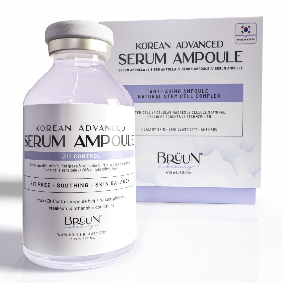 BRÜUN ampoule on bathroom counter in lifestyle setting for routine use