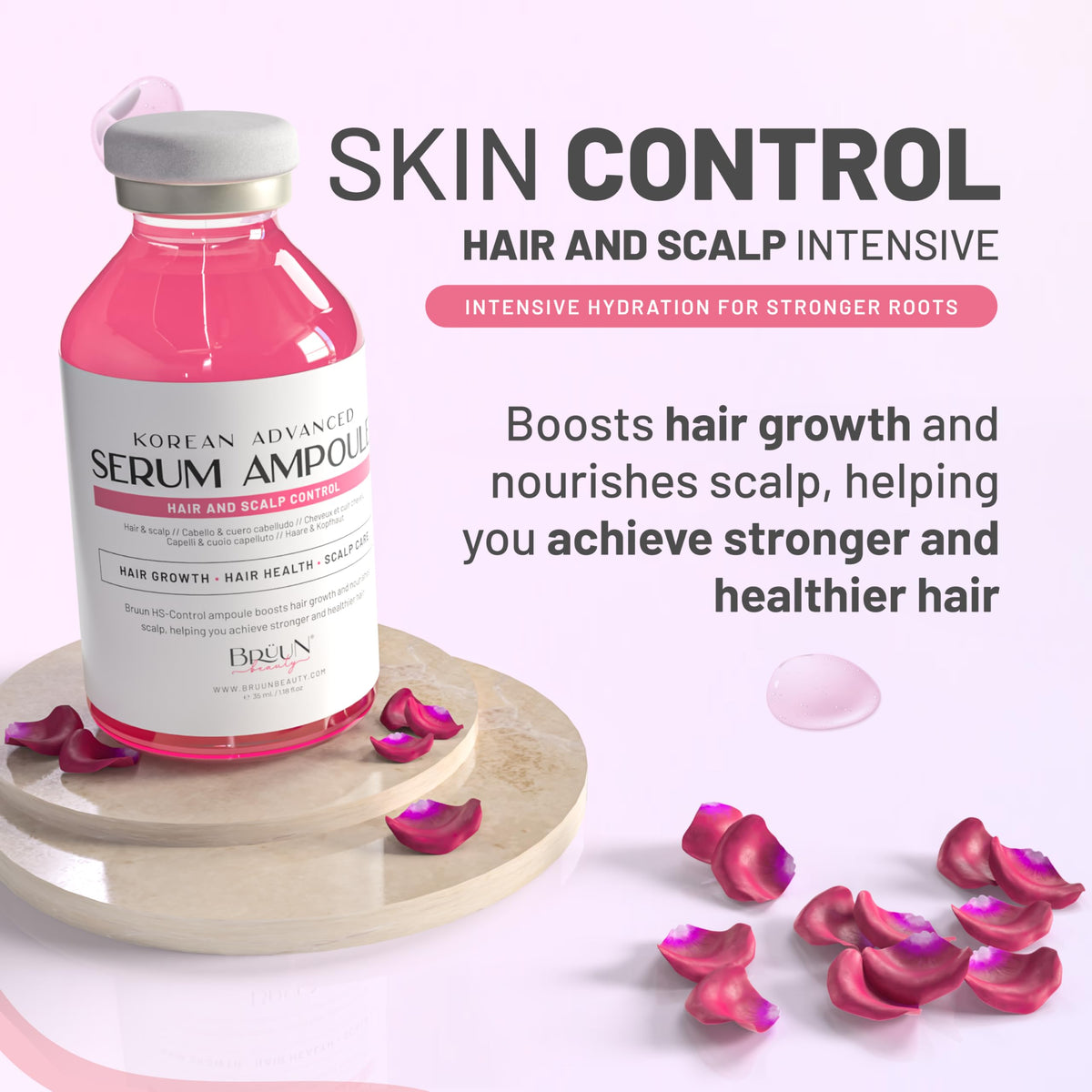 BRÜUN serum texture drop on fingertip demonstrating lightweight absorption benefit
