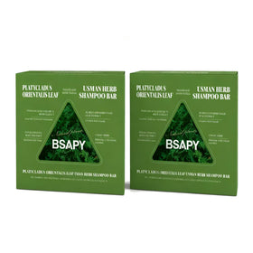 BSAPY shampoo bar front packaging showing twin-pack and benefits