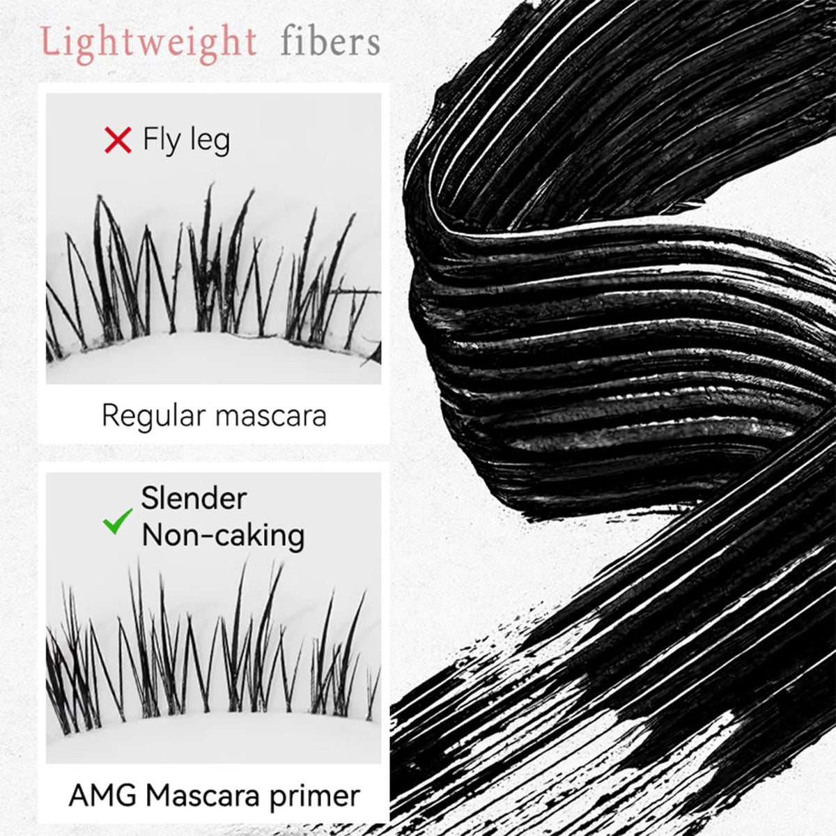 BSLCEKL mascara texture swipe illustrating smooth, buildable formula