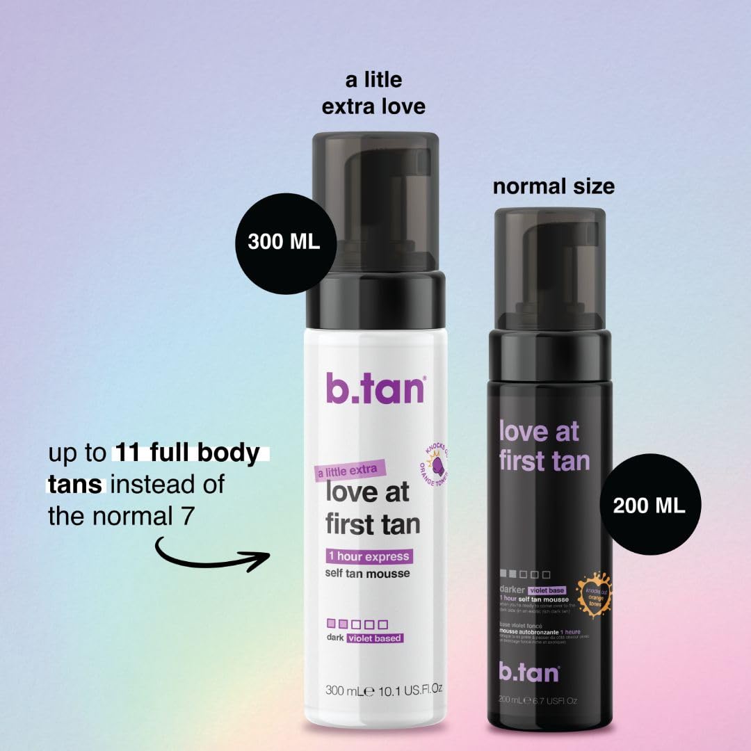 B.TAN application mitt smoothing mousse demonstrating streak-free blending benefit