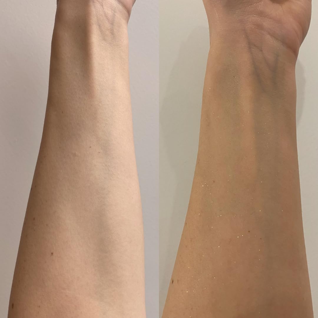 B.TAN gel applied on forearm demonstrating quick, even coverage benefit