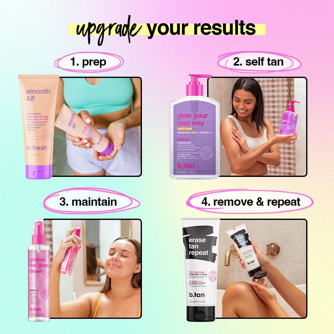B.TAN gel applied on arm before rinse showing even coverage for predictable results