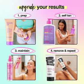 B.TAN gel applied on arm before rinse showing even coverage for predictable results