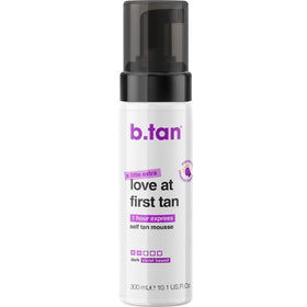B.TAN front bottle image showing violet-based tan and larger size benefit