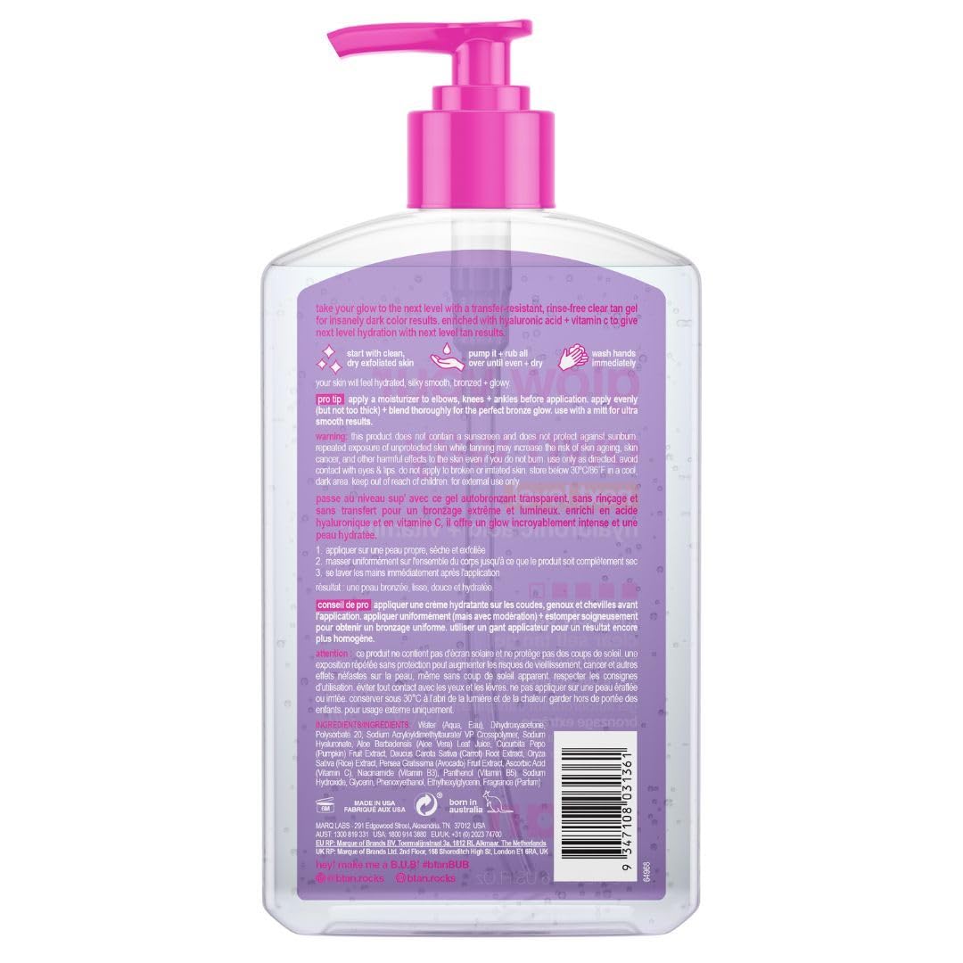 B.TAN mitt and bottle flatlay demonstrating included applicator