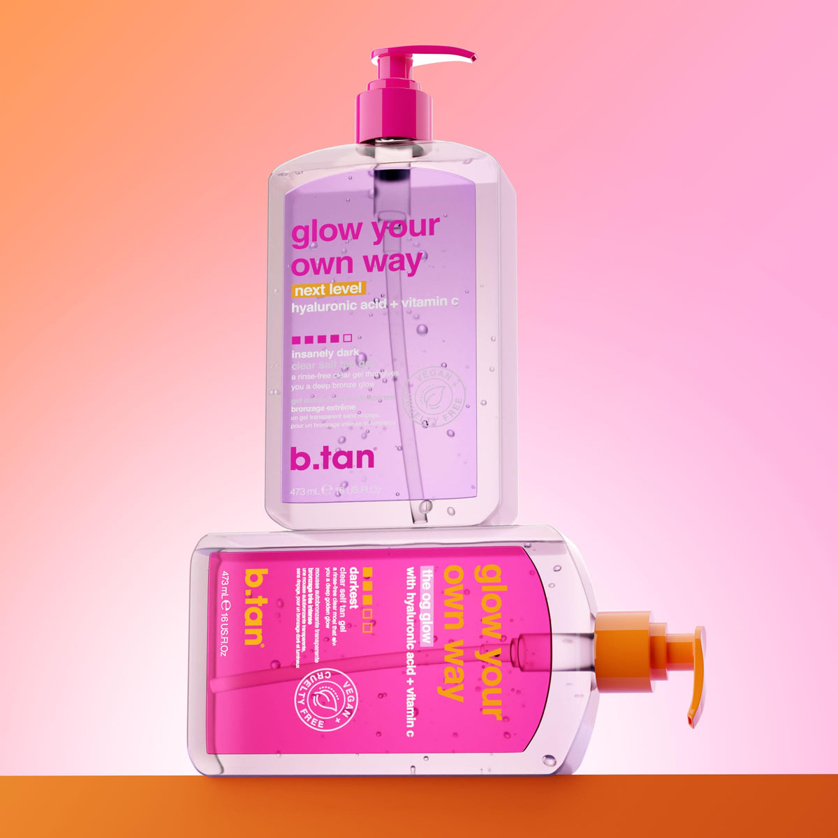 B.TAN open cap dispensing gel showing clear, no-rinse formula