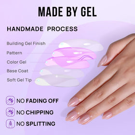 BTArtbox almond nails with glue and adhesive tabs demonstrating application options for long-lasting hold