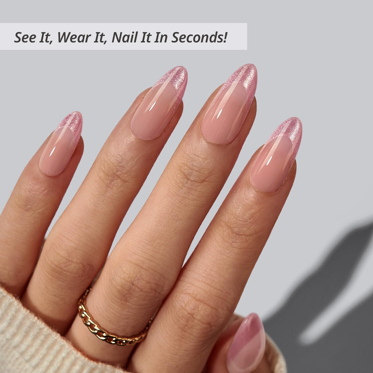 BTArtbox close-up of almond cat eye French tip texture highlighting subtle shimmer benefit
