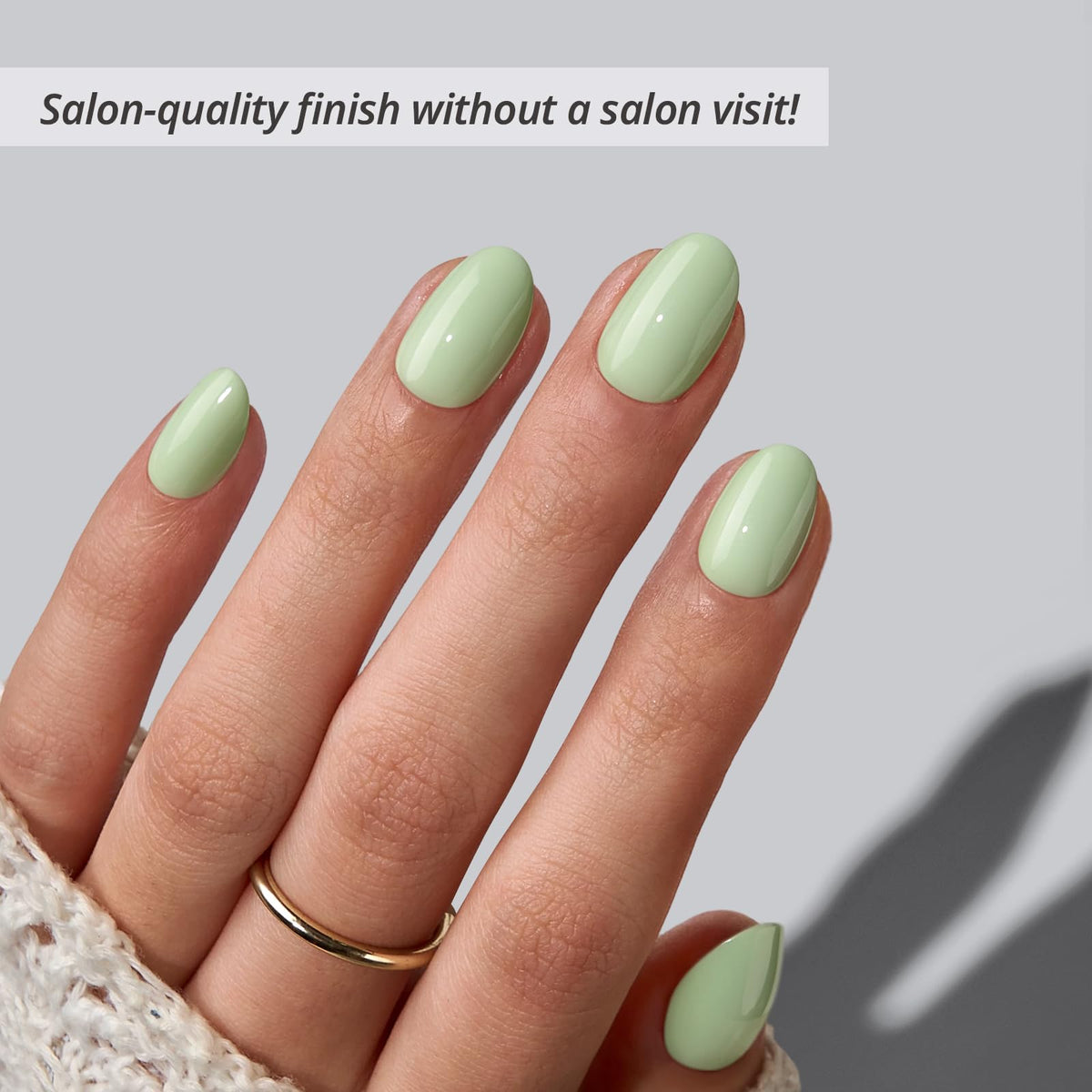 BTArtbox 32 nails spread out to show 16 sizes and extra-short pastel green finish