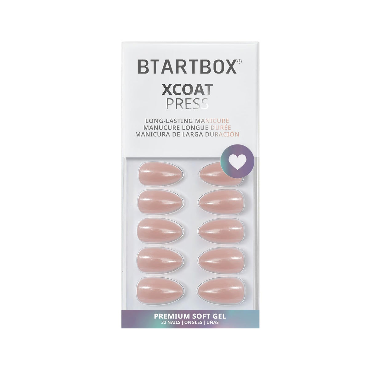 BTArtbox almond nails in hand to show scale and short almond profile for comfortable everyday wear