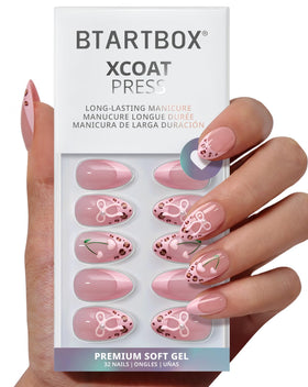 BTArtbox nails being applied showing easy press-on process and immediate polish benefit