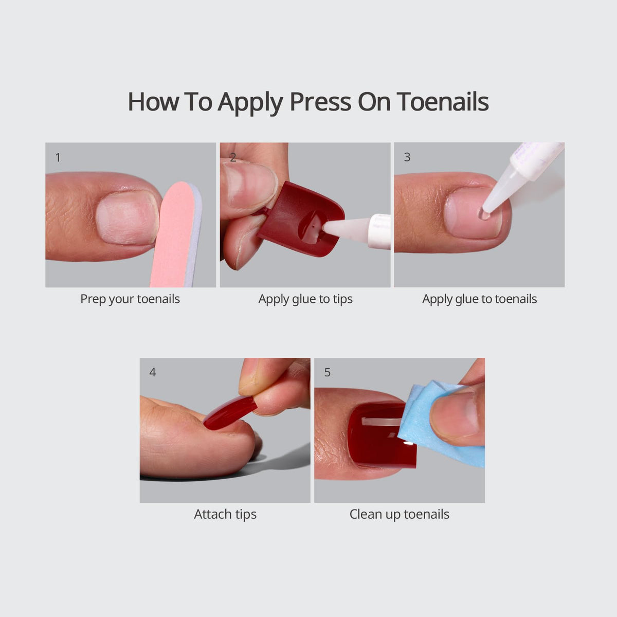BTArtbox application layout with steps to prepare, fit and secure nails