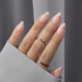 BTArtbox close-up of aurora French tip gel polish highlighting sparkle