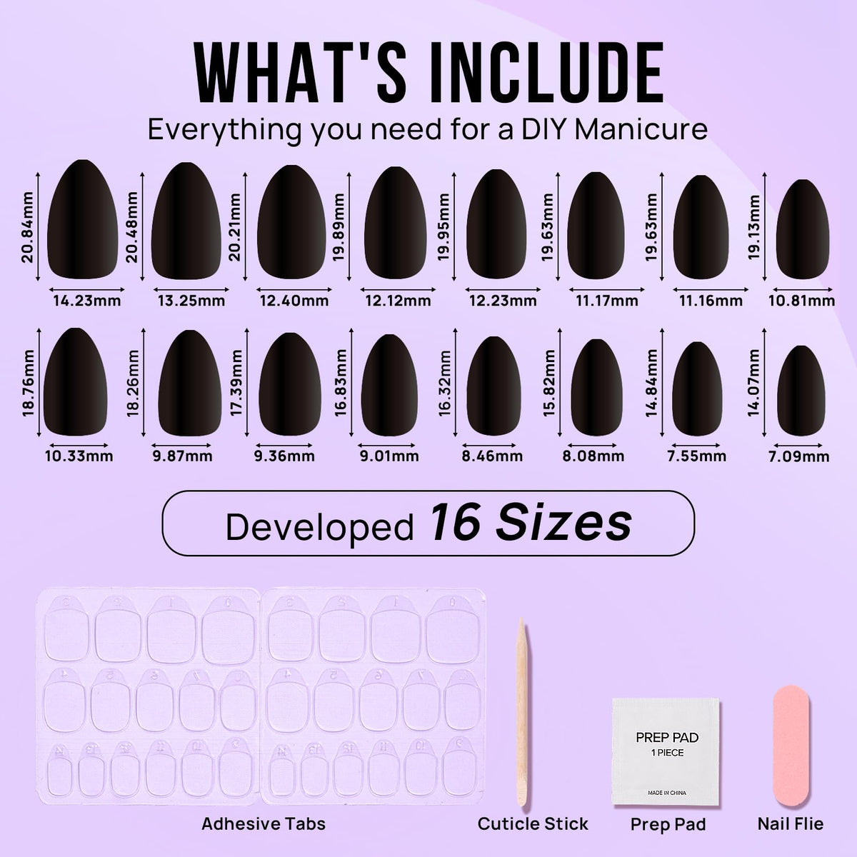 BTArtbox nail backs showing 16 sizes for custom fit and minimal trimming benefit