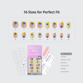 BTArtbox neatly arranged kit contents displaying 32 nails and tools for complete manicure benefit