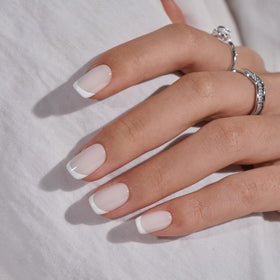 BTArtbox close-up of white French tip detail, realistic gel finish benefit