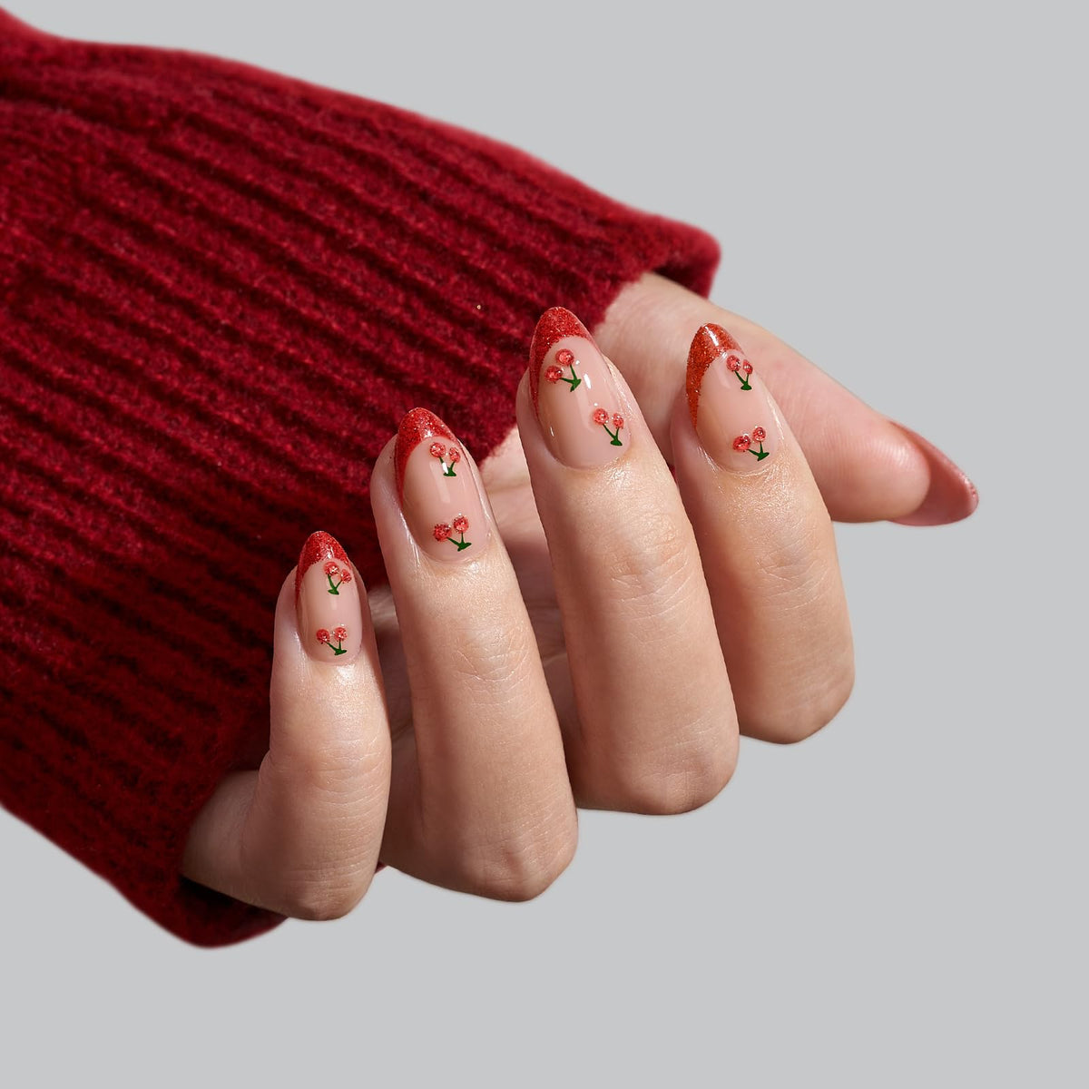 BTArtbox close-up of gel texture showing glossy red French tip for long-lasting shine