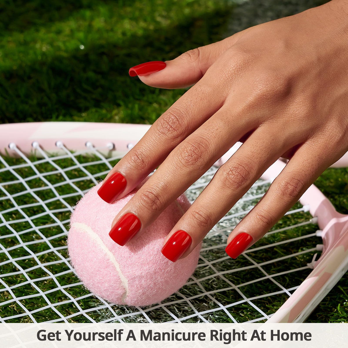 BTArtbox close-up of nail surface texture showing smooth opaque red finish and realistic look