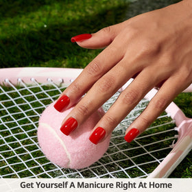 BTArtbox close-up of nail surface texture showing smooth opaque red finish and realistic look